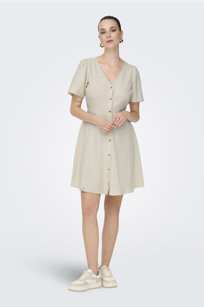 ONLVITA LIFE LINEN S/S SHORT DRESS 15317914 Pumice Stone